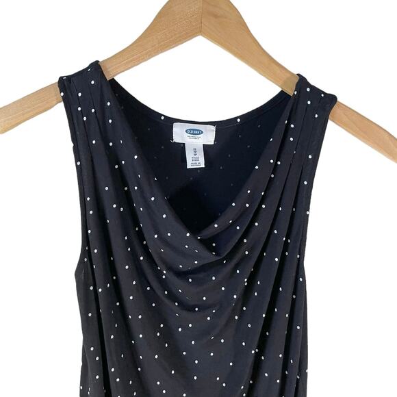 Old Navy Women's Cowl Neck Polka Dot Tank Top Black White Sleeveless Petite XS - Picture 10 of 11